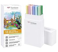 Tombow ABT-18C-5 Lot de 18 Feutres pinceau à 2 pointes, couleurs pastel