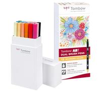 Tombow ABT-18P-2 Lot de 18 Feutres pinceau à 2 pointes, couleurs secondaires, étui