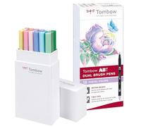 Tombow ABT-18P-5 Dual Brush Pen Lot de 18 Feutres pinceau à deux pointes Couleurs Pastels