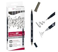 Tombow feutres pinceau ABT à deux pointes Lot de 6, nuances de gris