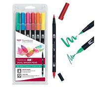 Tombow ABT-6P-3 Lot de 6 Feutres pinceau à 2 pointes, couleurs testées dermatologiquement