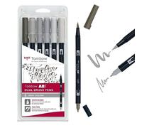 Tombow Feutres pinceau ABT Dual ABT-6P-6 double pointe à base d'eau Set 6 Gris