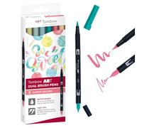 Tombow ABT ABT-6C-4 Lot de 6 stylos à double pointe à double pinceau, parfaits pour le lettrage à la main et le bullet journal