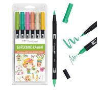 Tombow ABT Dual Brush Pen Garden Edition Lot de 6 stylos à deux pointes, parfaits pour l'écriture à la main et le bullet journal, aquarellable [ABT-6P-GARDEN]