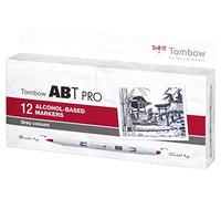 Marqueur Tombow à l'alcool ABT PRO Dual Brush 12P-3 Gris (12)