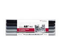 Tombow ABTP-5P-4 Marqueur à base d'alcool ABT PRO à deux pointes, set de 5 pièces, Cold Grey Colors