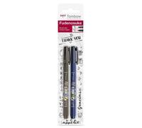 Tombow Feutres brush WS-BHS-2P – 2 feutres (1 pointe dure, 1 pointe souple) Noir