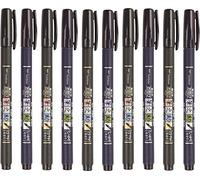 Tombow Fudenosuke Lot de 10 pinceaux à pointe souple et dure Noir (5 x pointe souple et 5 x dure)