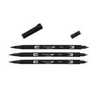 TOMBOW Lot de 3 Feutres Dessin Double Pointe ABT Dual Brush Pen N15 noir