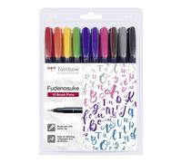 Tombow Stylo de calligraphie Fudenosuke, dureté 1, set de 10