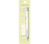 Tombow MONO SH-MG54-PE04A Gomme de précision avec pointe de 4 mm, mécanisme de secouage innovant, pince en laiton plus stable, rechargeable, avec gomme Jaune crème 0,5 mm