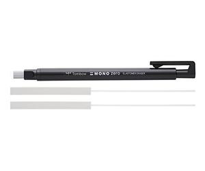 Tombow Mono Zero Gomme de précision rechargeable à pointe carrée 2,5 mm x 5 mm Noir + 2 recharges