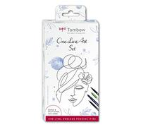 Tombow One Line Art Set | 6 produits Avec instructions étape par étape pour votre premier motif One Line Art [Kit Oneline] Noir Taille M