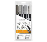Tombow Set De 6 Feutres Dessin Double Pointe Abt Couleurs Grises