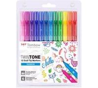 Tombow WS-PK-12P-3 Feutres à deux pointes TwinTone, Couleur Rainbow