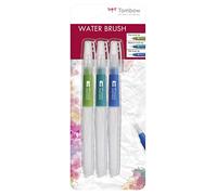 Tombow Pinceau à réservoir d'eau WB-3P – 3 pointes : fine, moyenne, plate – blister 3 pièces