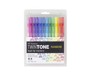 Tombow WS-PK-12P-3 Feutres à deux pointes TwinTone, Couleur Rainbow