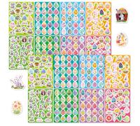 Tomedeks 16 Pièces deco paques, Gommette paques enfant, Stickers Paques Enfant Gommettes,DIY Craft Art décoration Deco Oeuf Poule Lapin Fleur