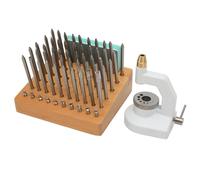Tomedny Outil de piquet de réparation de montre, kit de poinçonnage d'horloger, outil de bijouterie pour réparation de montre, ensemble de presse avec 50 poinçons, 10 piquets pour travaux