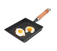 Tomedny Poêle japonaise Tamagoyaki, poêle à omelette japonaise antiadhésive avec manche en bois, mini poêle rectangulaire en fer pour le camping et la maison