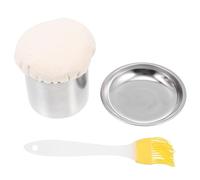 TOMETURE 1ensemble Set Pinceau Huile pour Crêpière et Épandeur Huile Acier Inoxydable avec Plateau Brosse à Huile pour Pancakes Œufs et Omelettes Outil de Cuisson pour Couleur Aléatoire