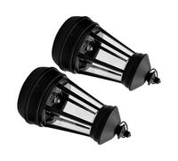TOMETURE 2 Pièces Lanterne Solaire Décorative Étanche Allumage Automatique au Couchant en Plastique Noir Lampe de Poche Portable pour Animaux pour Jardin et Extérieur