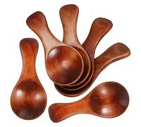 TOMETURE 6 Pièces Lot de Mini Cuillères en Bois Réutilisables Cuisine, Faciles à Nettoyer, pour Condiments et Épices Cuisine Maison