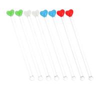TOMETURE Bâtonnets à Cocktail en Verre en Forme de Cœur, Lot de 8, Agitateurs Réutilisables, pour Mélanger Boissons et Vin, pour la Maison et Les Bars