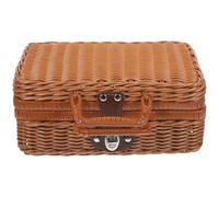 TOMETURE Boîte de Rangement Rétro Serrure Intégrée en Rotin Synthétique Grosse Capacité et Doublure Intérieure, Valise Décorative pour Organiser et Stocker Facilement Couleur