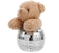 TOMETURE Décoration Disco Miroir Ours en Peluche en Verre Effet Miroir Captivant pour Bureau et Table de Chevet, Ornement Moderne et Élégant pour Fête