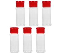TOMETURE Distributeurs D'épices Poivre en Plastique Rouge Compacts Ensemble de 6 Bouteilles de Conservation pour Rangement et Usage Quotidien Cuisine