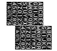 TOMETURE Lot de 2 de Pochoirs Réutilisables Lettres et Chiffres en PP Noir Design Creux pour Murs et Meubles pour Projets DIY de Peinture