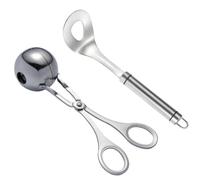 TOMETURE Pince à Boulettes de Viande Poignée Confortable et Résistante Rouille en Acier Inoxydable Cuillère Accessoire Pratique Cuisine Réutilisable