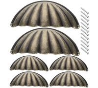 TOMETURE Poignées Coquille Vintage Haute Résistance et Design Demi-cercle Lot de 6 en Alliage de Zinc Or pour Tiroirs et Armoires Cuisine