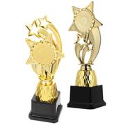 TOMETURE Trophée de Compétition en Plastique Or pour Garçon et Filles Forme Pentagramme, 2 Pièces, Décoration de Trophée de Célébration pour Fêtes et Événements