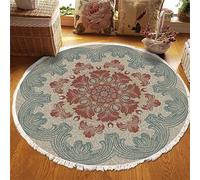 Tomifine Mandala Tapis Salon en Coton, Bohème Rond Tissé Tapis avec Franges Lavable en Machine Tapis de Sol d'entrée pour Chambre à Coucher, Couloir (80 cm,Brun)