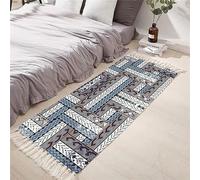 Tomifine Tapis en Coton Tissé, Tapis Bohème avec Frange, Tapis Tissé pour Salon Chambre, Home Tapis Géométriques Design Moderne Lavable Antiderapant (60x90 cm,Gris)