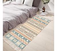 Tomifine Tapis en Coton Tissé, Tapis Bohème avec Frange, Tapis Tissé pour Salon Chambre, Home Tapis Géométriques Design Moderne Lavable Antiderapant (60x150 cm,Orange)