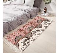 Tomifine Tapis en Coton Tissé, Tapis Bohème avec Frange, Tapis Tissé pour Salon Chambre, Home Tapis Géométriques Design Moderne Lavable Antiderapant (60x120 cm,Rouge Brun)