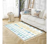 Tomifine Tapis Géométrique en Coton Tissé avec Pompons, Bohème Tapis de Couloir en Coton Lavable Vintage Style pour Cuisine, Salle de Bain, Chambre, Buanderie, Entrée (50 x 80 cm,Tapis j)