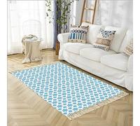 Tomifine Tapis Géométrique en Coton Tissé avec Pompons, Bohème Tapis de Couloir en Coton Lavable Vintage Style pour Cuisine, Salle de Bain, Chambre, Buanderie, Entrée (50 x 80 cm,Tapis m)