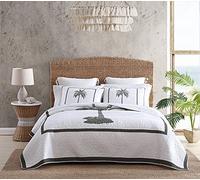 Tommy Bahama Couette 100 cm, réversible, Douce et Respirante, prélavée pour Plus de Douceur, Coton, Gris, Grand lit