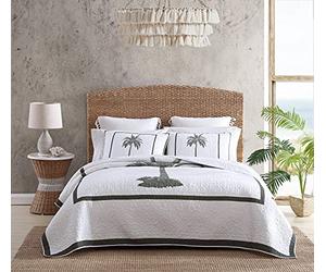 Tommy Bahama Couette 100 cm, réversible, Douce et Respirante, prélavée pour Plus de Douceur, Coton, Gris, Grand lit