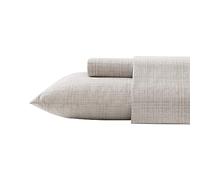 Tommy Bahama - Draps pour Grand lit, Ensemble de literie en Percale de Coton délavé, décoration de Chambre à Coucher Douce et Respirante avec Poches Profondes (Raffia Linen Beige, Queen)