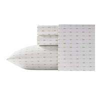 Tommy Bahama Draps pour très Grand lit, Parure de lit en Percale de Coton, Gracieuse et fraîche, Parure de lit élégante (Ananas à Fines Rayures Vertes, très Grand lit)