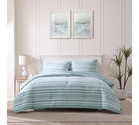 Tommy Bahama Parure de lit avec Housse de Couette en Coton Ultra Doux et Respirant, pour Toutes Les Saisons, 100% Bleu Sarcelle/Bleu/Blanc, King Size
