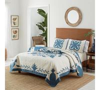 Tommy Bahama Parure de lit en Coton Doux, décoration d'intérieur côtière, certifiée Oeko-Tex, 100%, Bleu, Couette King Size