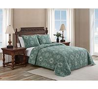 Tommy Bahama Parure de lit réversible en Coton avec taies d'oreiller Assorties, décoration d'intérieur Toutes Saisons, Couette, Vert, Grand lit