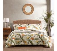 Tommy Bahama - Parure de lit réversible en Coton avec taies d'oreiller Assorties et oreillers en Bonus, décoration d'intérieur pour Toutes Les Saisons (Oiseaux de Paradis Blanc cassé, Grand lit)