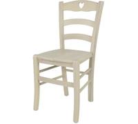 Tommychairs - Chaise cuisine CUORE, robuste structure en bois de hêtre peindré en aniline couleur blanche et assise en bois